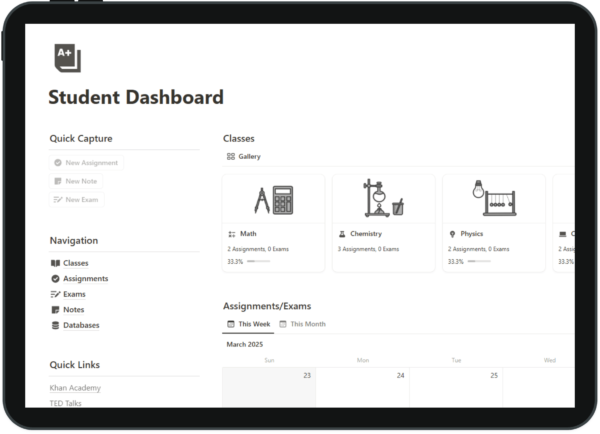 notion templates for college students