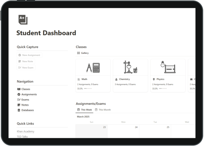 notion templates for college students