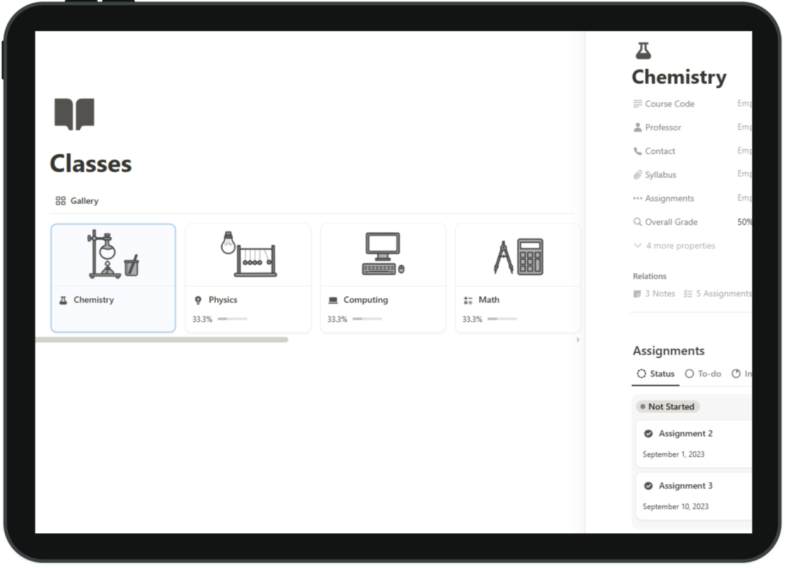notion templates for college students