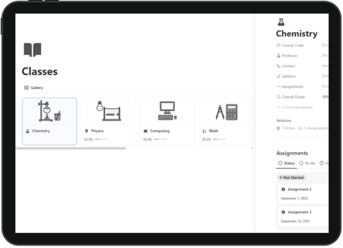notion templates for college students